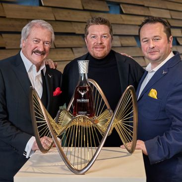 Richard Paterson, Ben Dobbin and Gregg Glass at V&A Dundee with Ben's sculpture for Luminary 2025 Edition - The Rare  